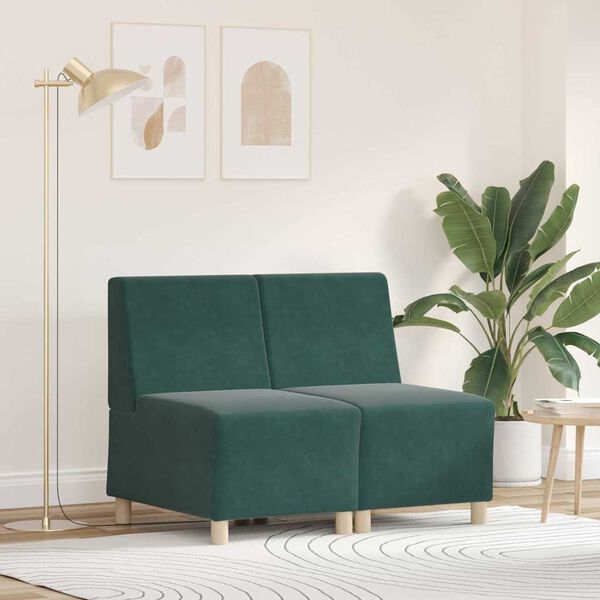 vidaXL Modular Sofa Unit Armless 2 pcs Dark Green 55 x 74 x 82 cm
