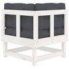 vidaXL Corner Sofa with Cushions White Solid Wood Pine
