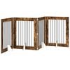 vidaXL Foldable Dog Gate with Stands 4 pcs Smoked Oak 321 cm