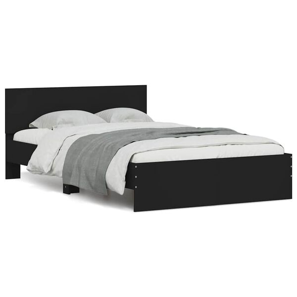 vidaXL Bed Frame with Headboard and LED Black 120x200 cm