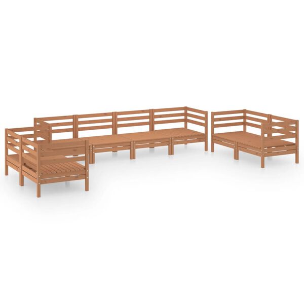 vidaXL 8 Piece Garden Lounge Set Honey Brown Solid Pinewood