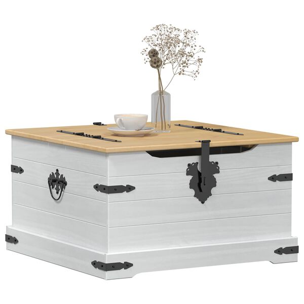 vidaXL Storage box with Shelf White 78 x 78 x 45 cm Solid Pine Wood