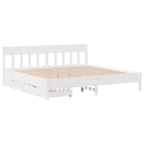 vidaXL Bed Frame without Mattress White 200x200 cm Solid Wood Pine