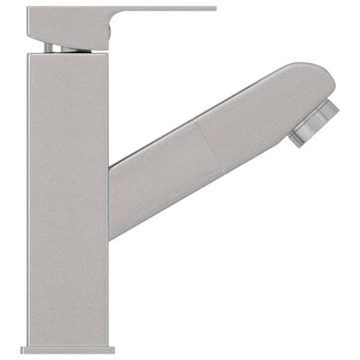 vidaXL Bathroom Basin Faucet with Pull-out Function Silver 157x172 mm