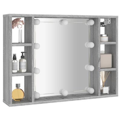 vidaXL Mirror Cabinet with LED Grey Sonoma 76x15x55 cm