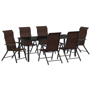 vidaXL Garden Dining Set 7 pcs Brown Powder-Coated Steel