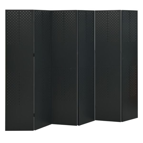 vidaXL 6-Panel Room Divider Black 240x180 cm Steel