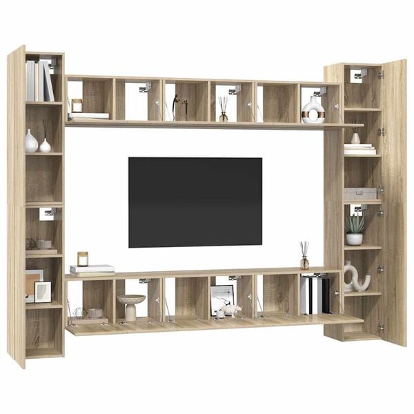 vidaXL 10 Piece TV Cabinet Set Sonoma Oak Engineered Wood