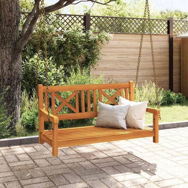 vidaXL Swing Bench Brown 110 x 56 x 58.5 cm Solid Acacia Wood