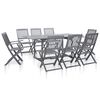 vidaXL 9 Piece Garden Dining Set Solid Acacia Wood Grey