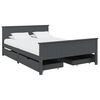 vidaXL Bed Frame without Mattress Dark Grey Solid Wood Pine 140x200 cm (322205+2x321990)