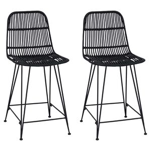 vidaXL Bar Stool 2 pcs Black 44 x 54 x 96 cm Rattan and Steel