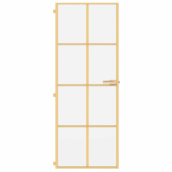 vidaXL Interior Door Slim Golden 76x201.5 cm Tempered Glass and Aluminium