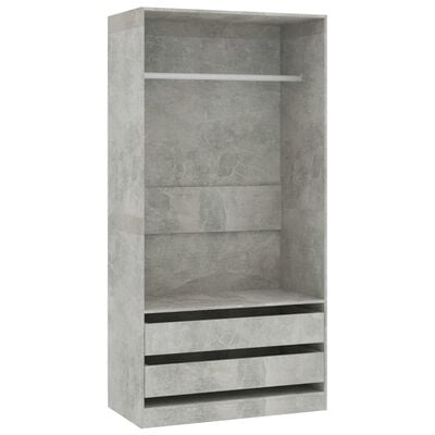 vidaXL Wardrobe Concrete Grey 100x50x200 cm Chipboard