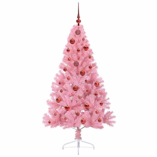 vidaXL Artificial Pre-lit Christmas Tree with 150 LEDs Pink 150 cm PVC