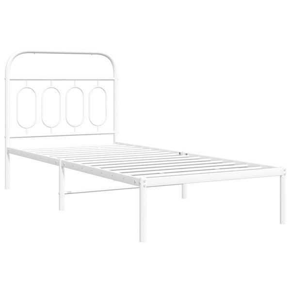 vidaXL Metal Bed Frame without Mattress with Headboard White 90x200cm