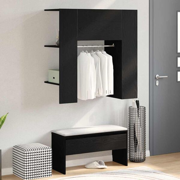 vidaXL Hallway Cabinet Black Oak 97.5 x 37 x 99 cm Engineered Wood