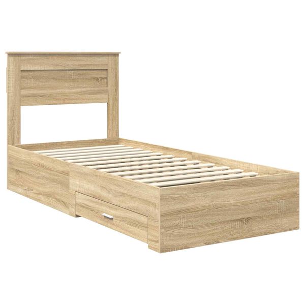 vidaXL Bed Frame with Headboard Sonoma Oak 90 x 200 cm Engineered Wood
