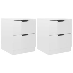 vidaXL Bedside Cabinets 2 pcs High Gloss White 40x40x50 cm Engineered Wood