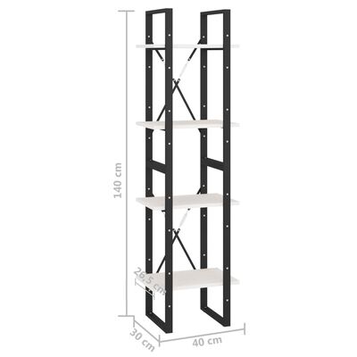vidaXL 4-Tier Book Cabinet White 40x30x140 cm Solid Pine Wood