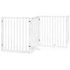 vidaXL Dog Gate with Door Foldable 8 Panels White 640 cm Poplar Wood