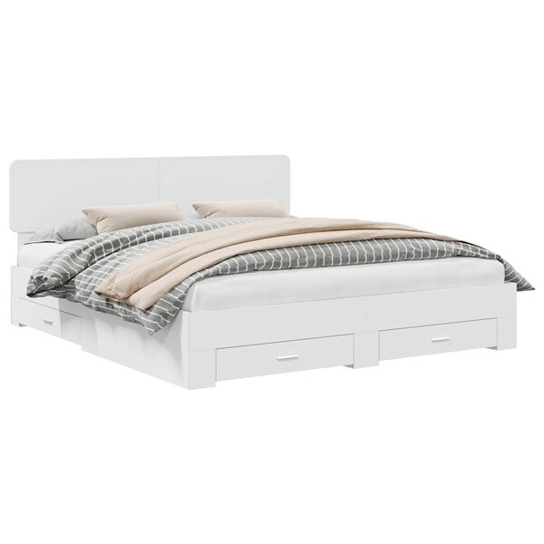 vidaXL Bed Frame with Headboard White 200 x 200 cm Engineered Wood