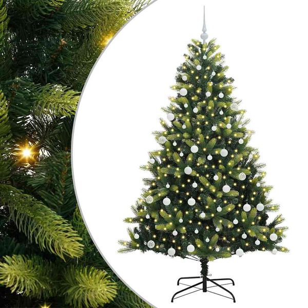 vidaXL Artificial Hinged Christmas Tree 300 LEDs Green 180 cm