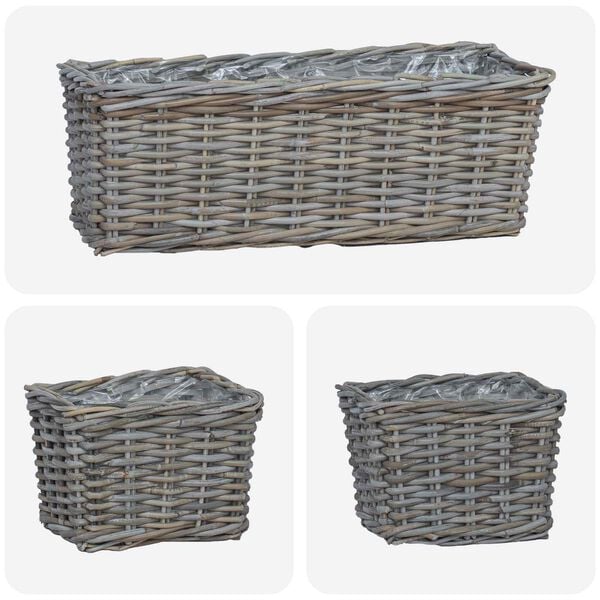 vidaXL Planter Basket with Storage 3 pcs Grey