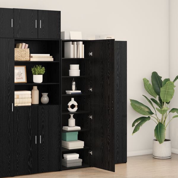 vidaXL Highboard 2 pcs Black Oak 50 x 42.5 x 185 cm