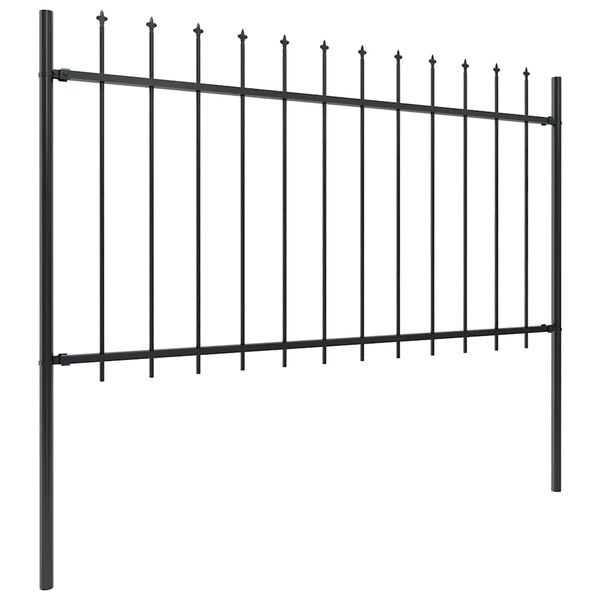 vidaXL Garden Fence Woerden with Spear Top Steel 181x100 cm Black