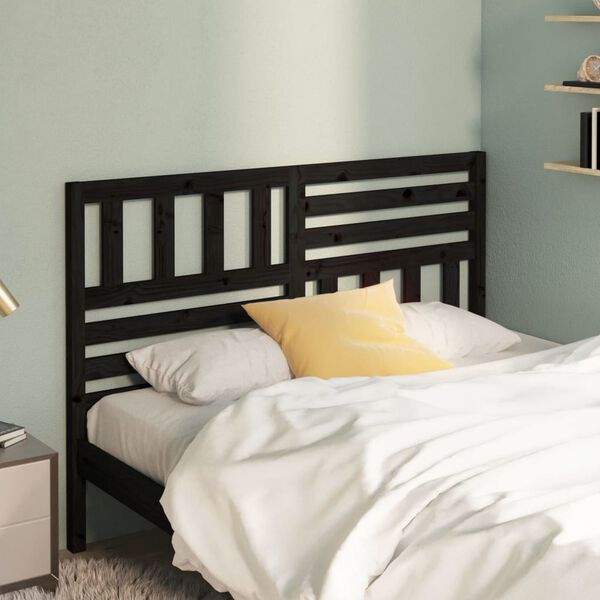 vidaXL Bed Headboard Black 156x4x100 cm Solid Wood Pine