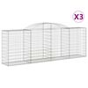 vidaXL Arched Gabion Baskets 3 pcs 300x50x100/120 cm Galvanised Iron