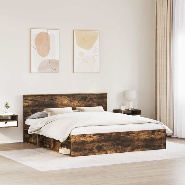 vidaXL Bed Frame Smoked Oak 200 x 200 cm Engineered wood