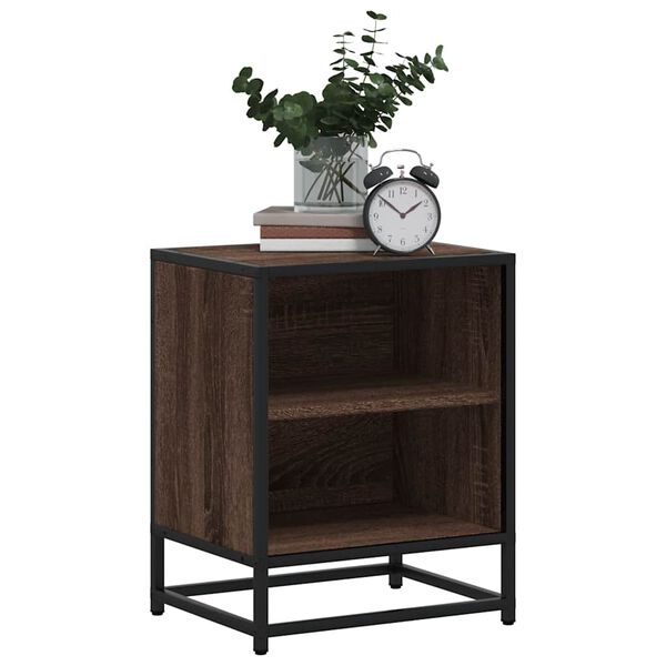 vidaXL Bedside Cabinets 2 pcs Brown Oak 40x31x50 cm Engineered Wood and Metal