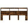 vidaXL Headboard Cabinet with LED Smoked Oak 220x17x102 cm