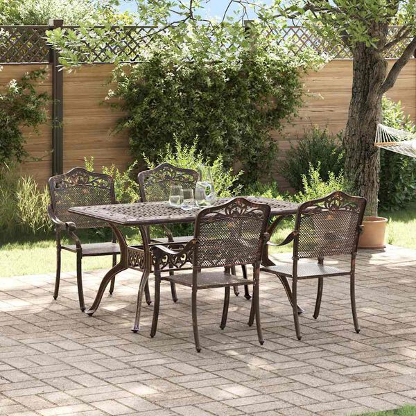 vidaXL Garden Dining Set 5 pcs Bronze Aluminium