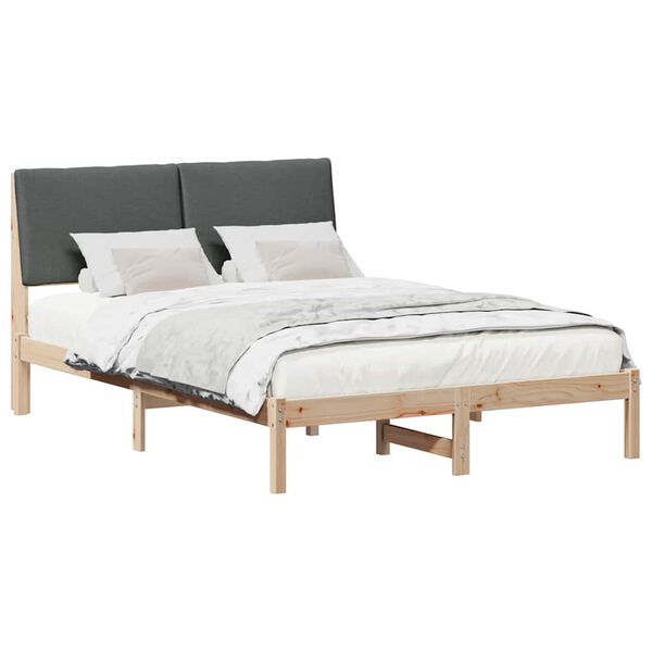vidaXL Bed frame Brown and dark grey 140 x 200 cm Solid pine wood
