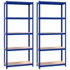 vidaXL 5-Layer Shelves 2 pcs Blue Steel&Engineered Wood
