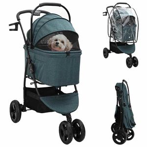vidaXL Folding Pet Stroller Green 78 x 54 x 101 cm Polyester