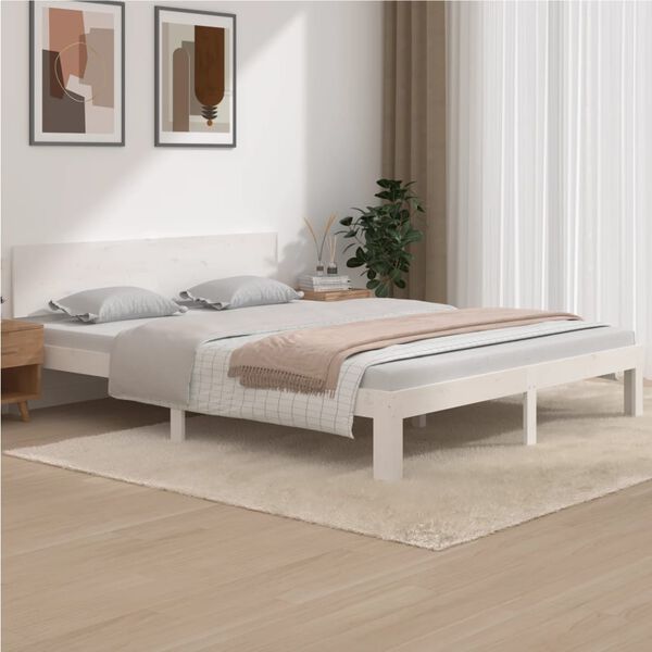 vidaXL Bed Frame without Mattress White Solid Wood Pine 160x200cm