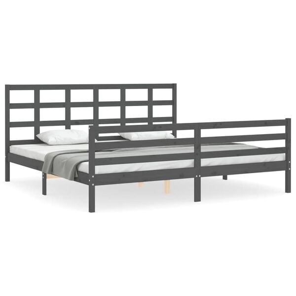 vidaXL Bed Frame without Mattress Grey 200x200 cm Solid Wood