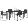 vidaXL Garden Dining Set Folding 5 pcs Black Textilene and steel