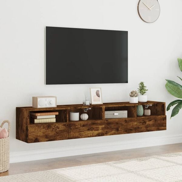 vidaXL TV Wall Cabinets 2 pcs Smoked Oak 80x30x30 cm Engineered Wood