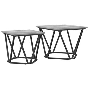 vidaXL Side Table Set 2 pcs Grey Sonoma Engineered Wood and Steel