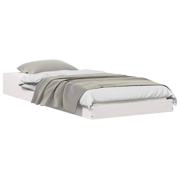 vidaXL Bed Frame White 80 x 210 cm Solid Pine Wood