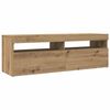 vidaXL TV Cabinet with LED Lights Artisan Oak 120x35x40 cm Engineered Wood