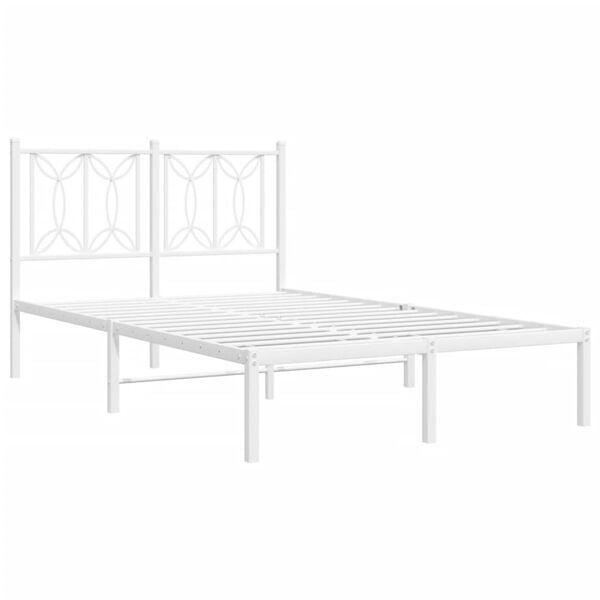 vidaXL Metal Bed Frame without Mattress with Headboard White 120x190cm