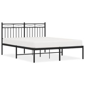 vidaXL Metal Bed Frame without Mattress with Headboard Black 140x190cm