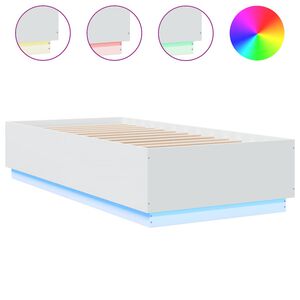 vidaXL Bed Frame with LED without Mattress White 90x200 cm