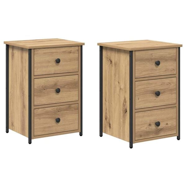 vidaXL Bedside Cabinet 2 pcs Brown 40 x 36 x 60 cm Solid Reclaim Wood